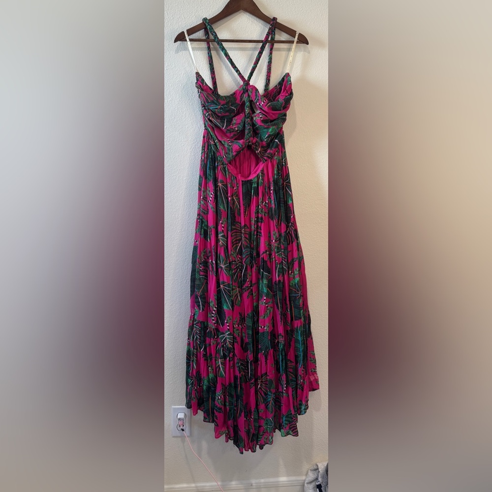 FARM Rio Vibrant Pink and Green Strapless Dress - Picture 9 of 15